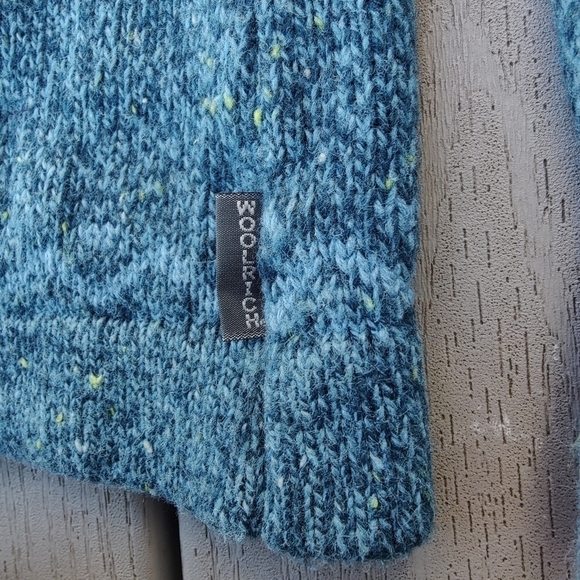 Woolrich Sweater Jacket Peacock Heather Blue Wool Blend Zip Up Womens L Large - Picture 9 of 11
